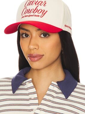 Eleven Eleven Caviar Cowboy Hat in Beige and Red